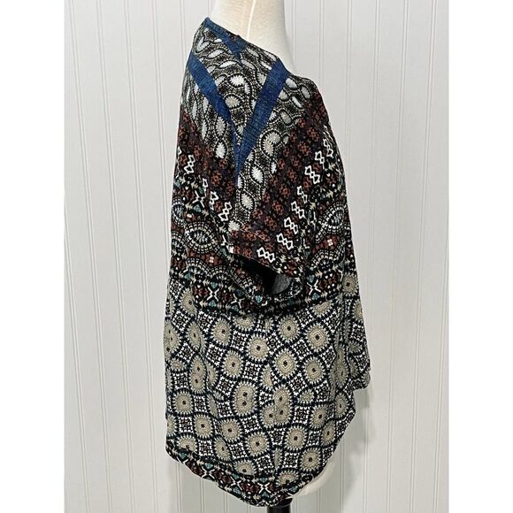 Desigual Jamil Geometric Short Sleeve Cardigan Tank Top Combo Small Black Red - Picture 9 of 14